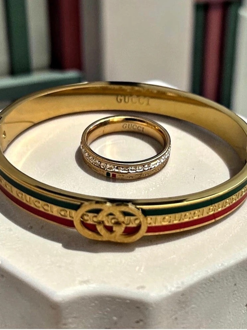 Gold-Tone Bangle Bracelet and Ring set